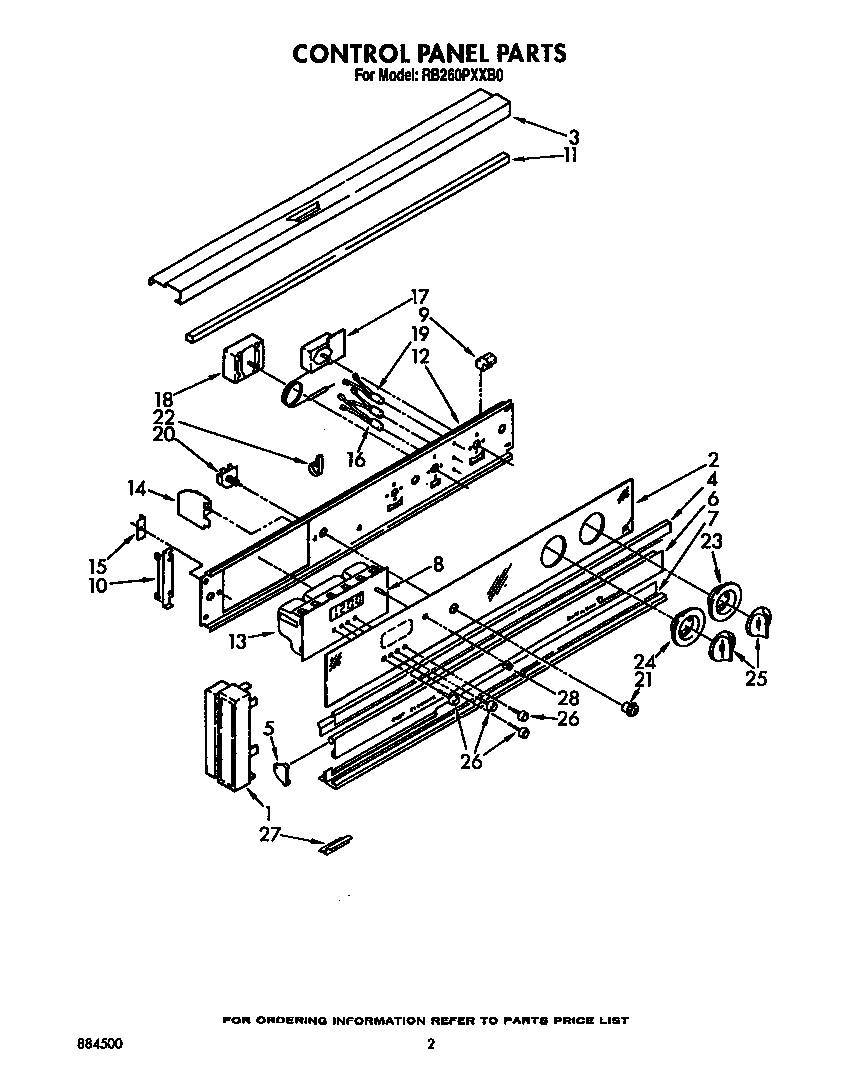 Whirlpool RB260PXXW0 control panel diagram