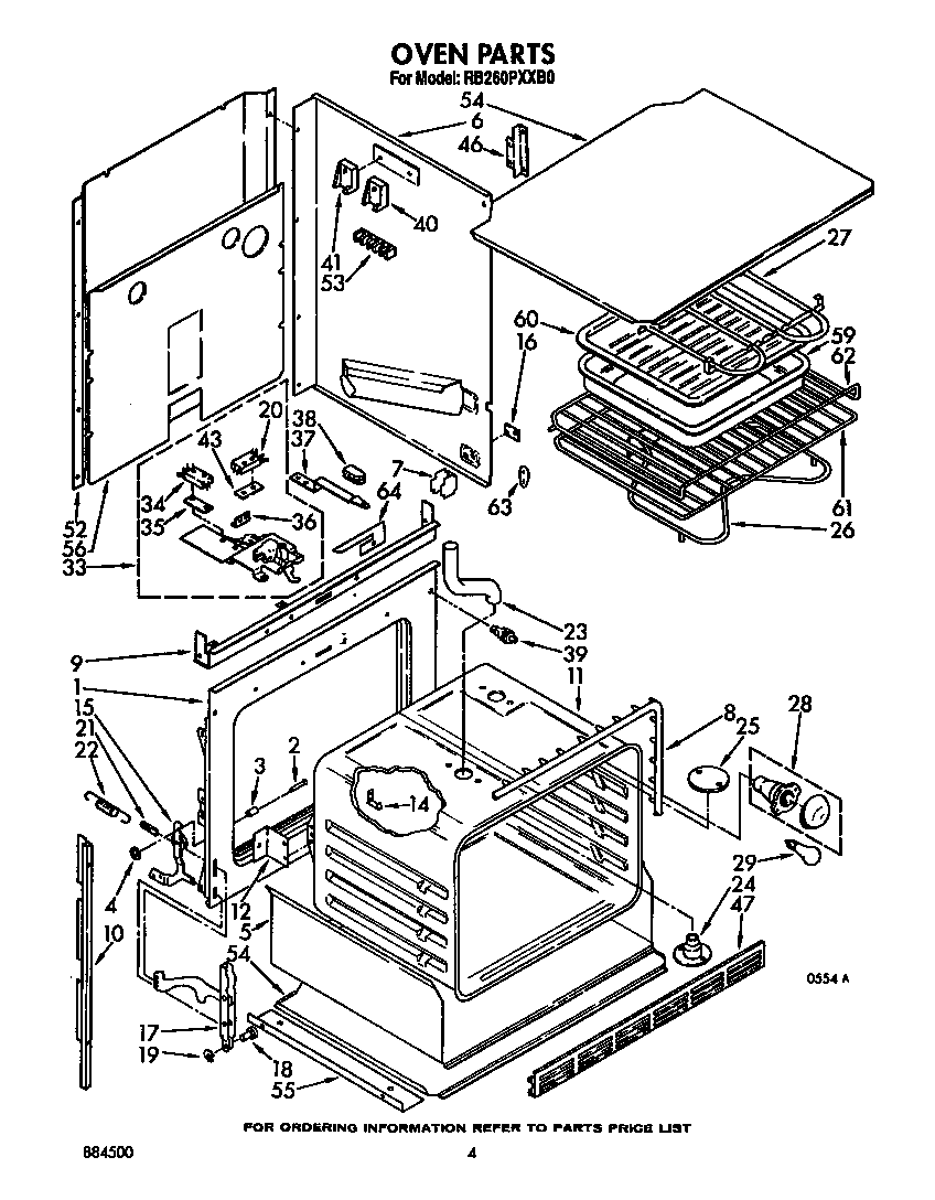 Whirlpool RB260PXXW0 oven diagram