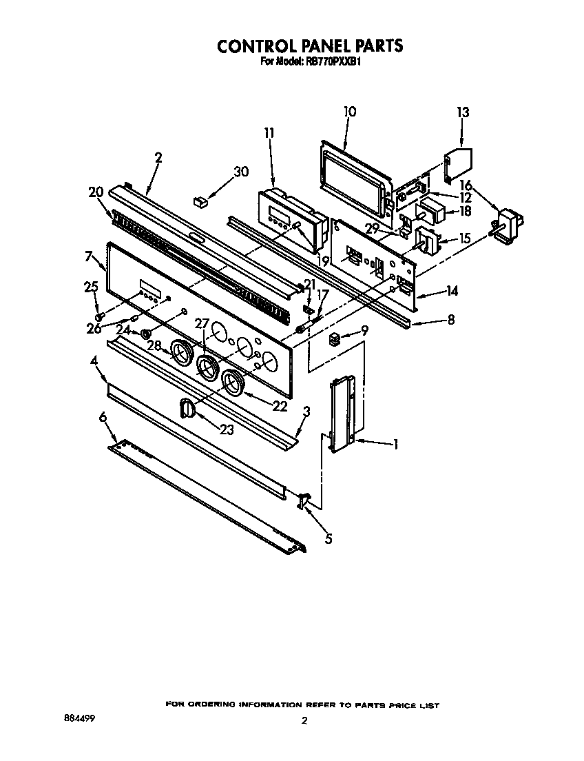 Whirlpool RB770PXXB1 control panel diagram