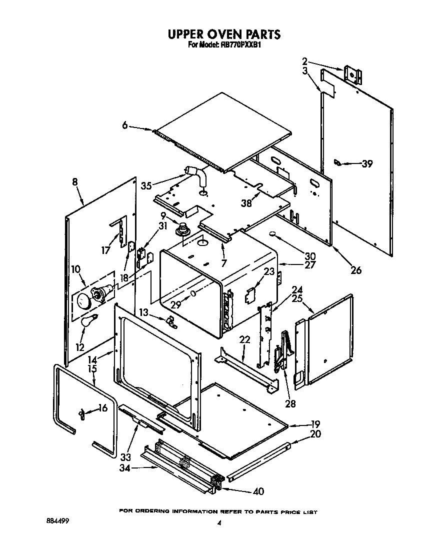 Whirlpool RB770PXXB1 upper oven diagram