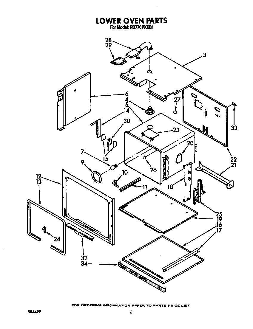 Whirlpool RB770PXXB1 lower oven diagram