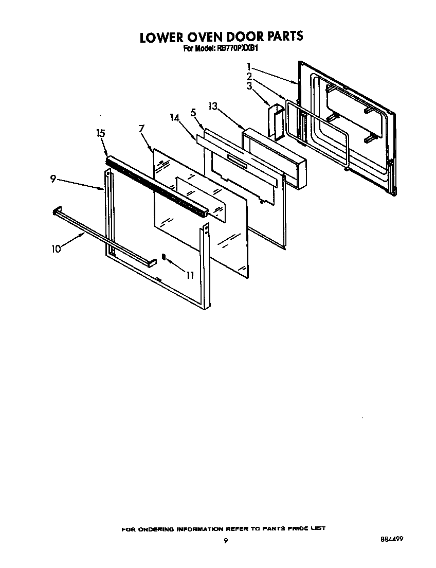 Whirlpool RB770PXXB1 lower oven door diagram