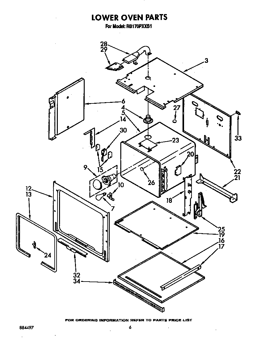 Whirlpool RB170PXXB1 lower oven diagram