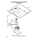 Whirlpool RB170PXXB1 component shelf and latch diagram