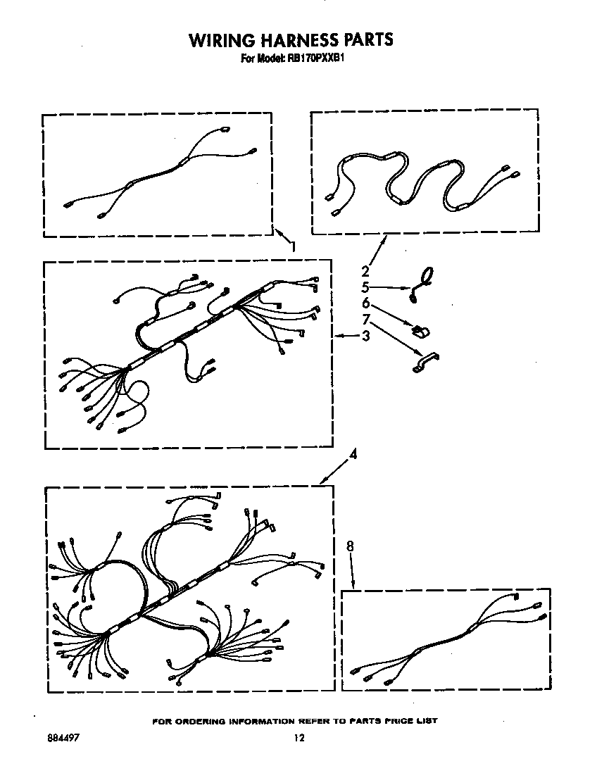 Whirlpool RB170PXXB1 wiring harness diagram