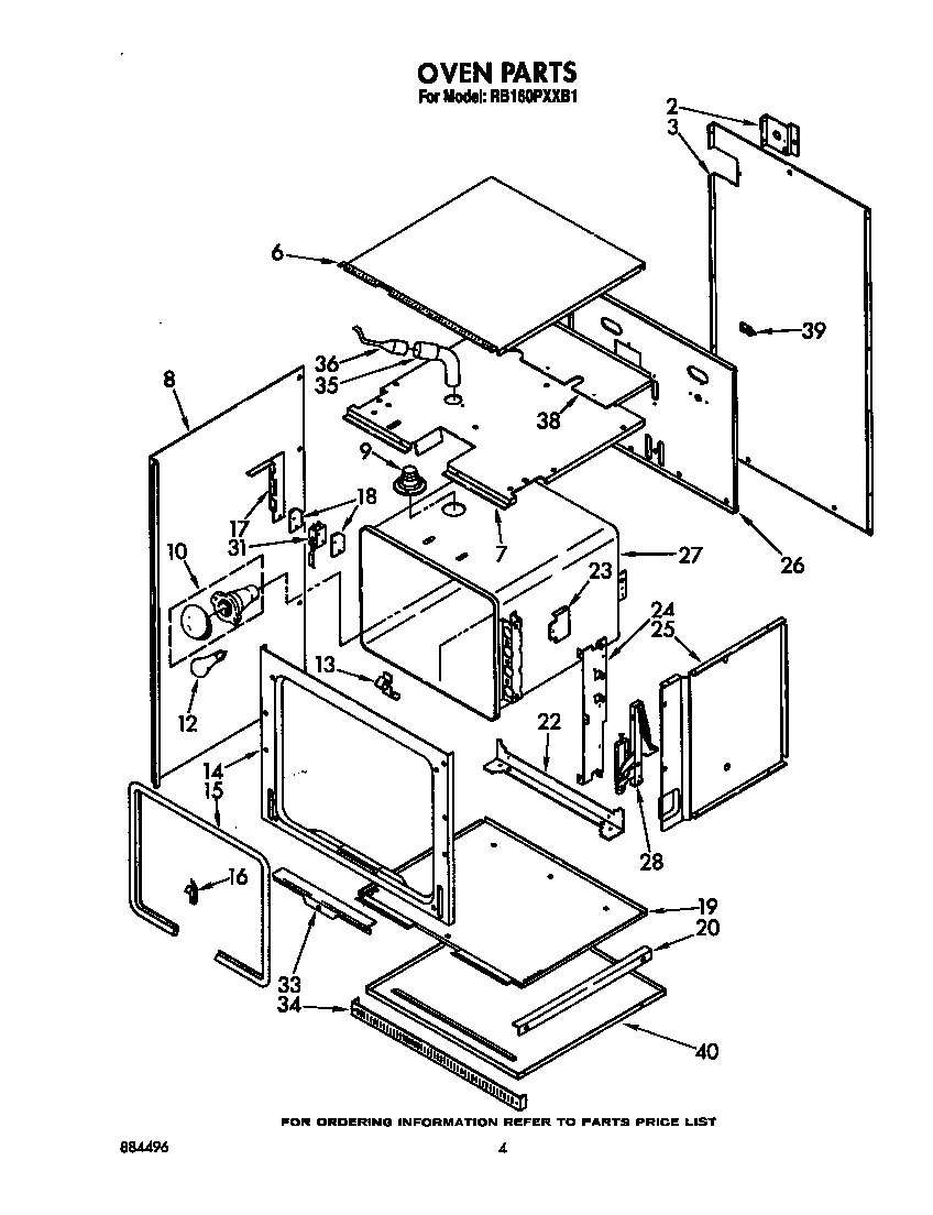 Whirlpool RB160PXXB1 oven diagram