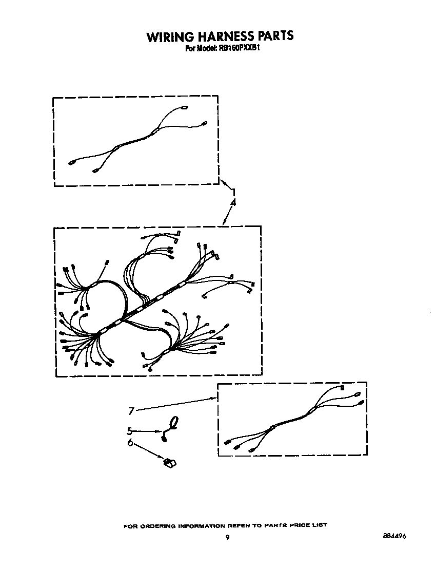 Whirlpool RB160PXXB1 wiring harness diagram