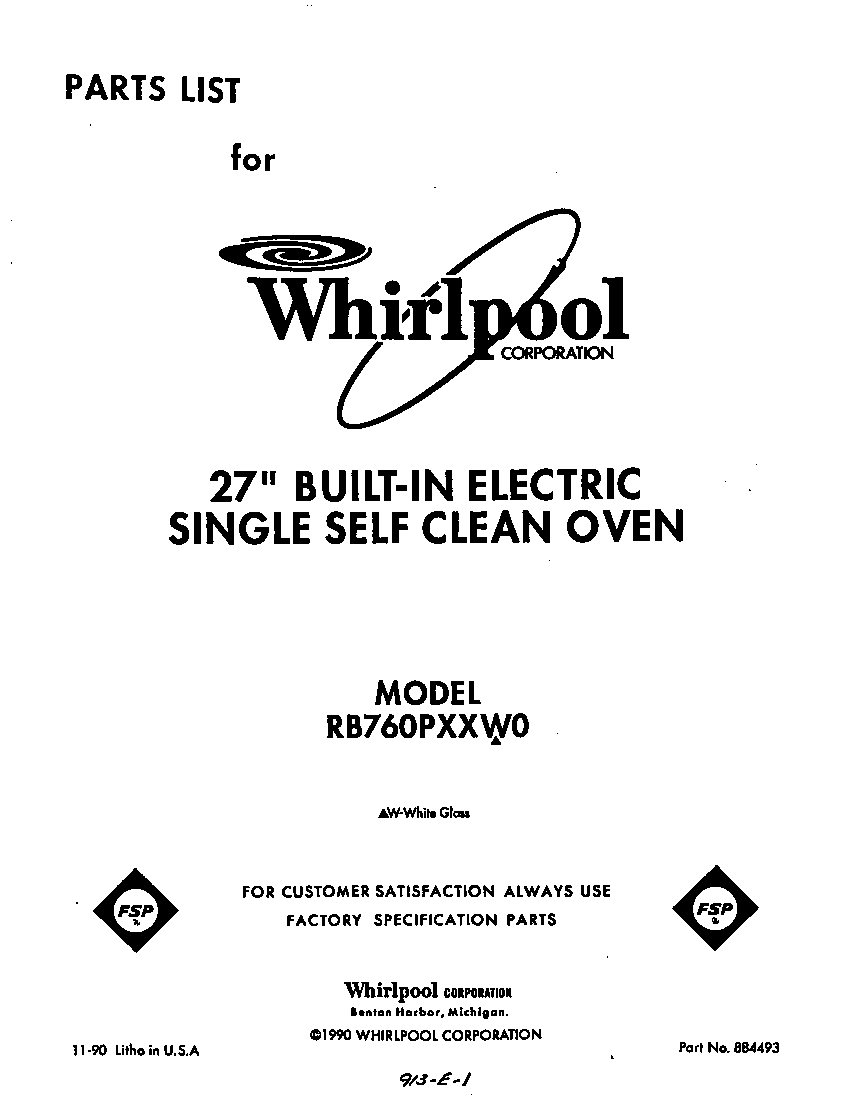 Whirlpool RB760PXXW0 front cover diagram