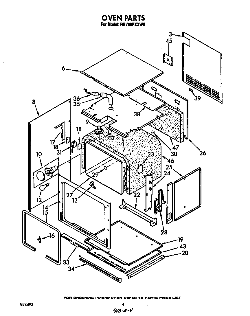 Whirlpool RB760PXXW0 oven diagram