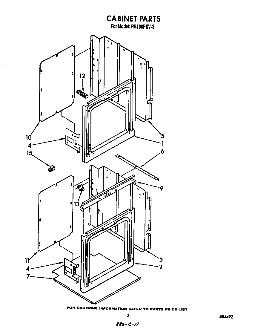 Whirlpool RB130PXV3 cabinet diagram
