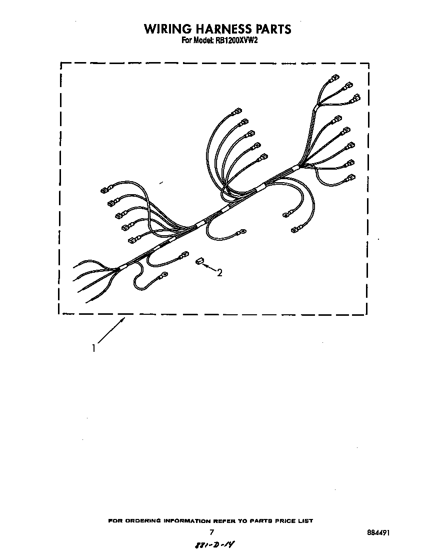 Whirlpool RB1200XVW2 wiring harness diagram