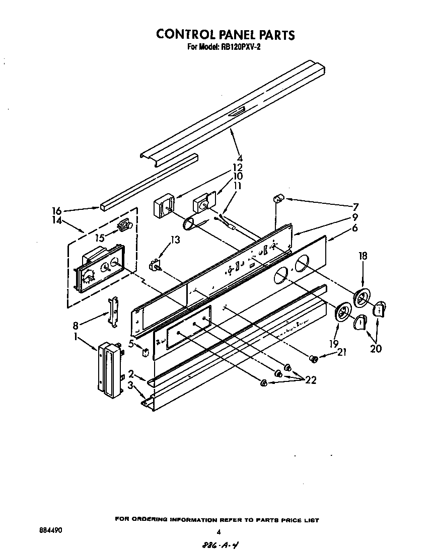 Whirlpool RB120PXV2 control panel diagram