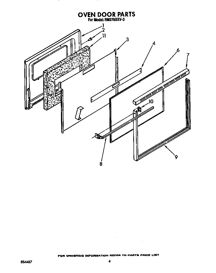 Whirlpool RM278BXV3 oven door diagram