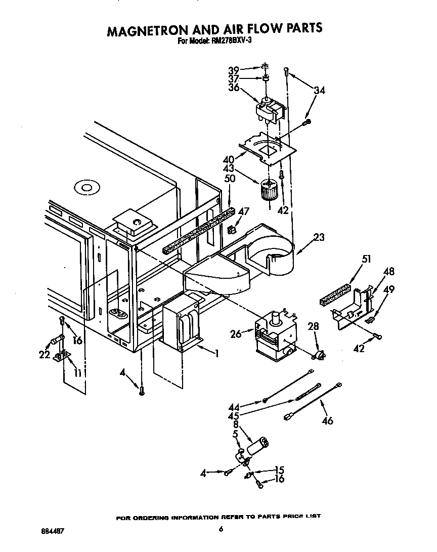 Whirlpool RM278BXV3 magnetron and air flow diagram