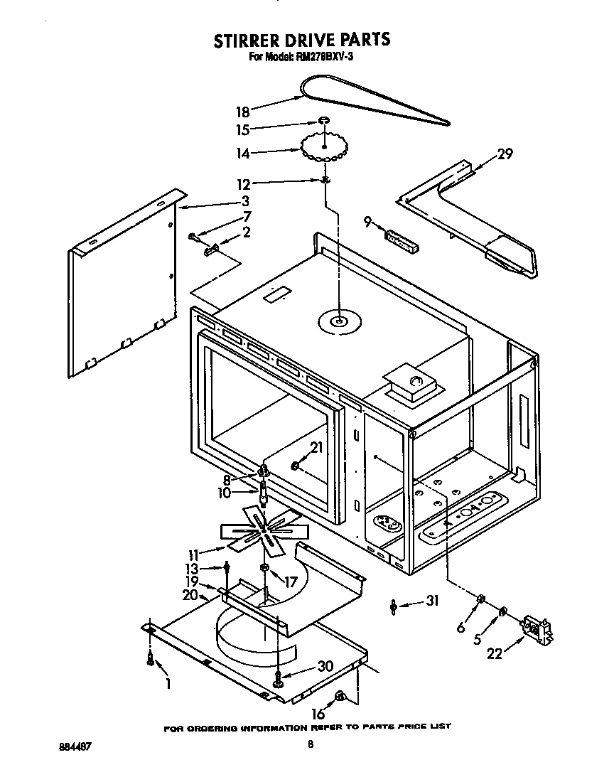 Whirlpool RM278BXV3 stirrer drive diagram