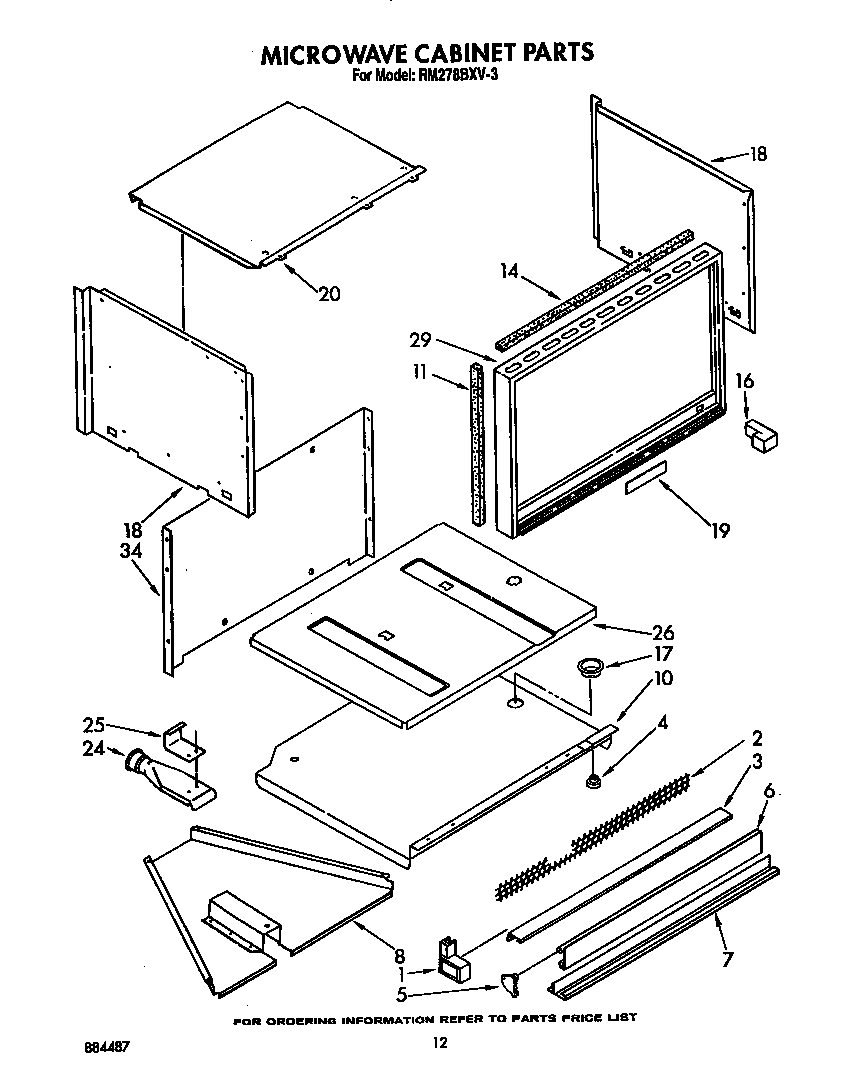 Whirlpool RM278BXV3 microwave cabinet diagram