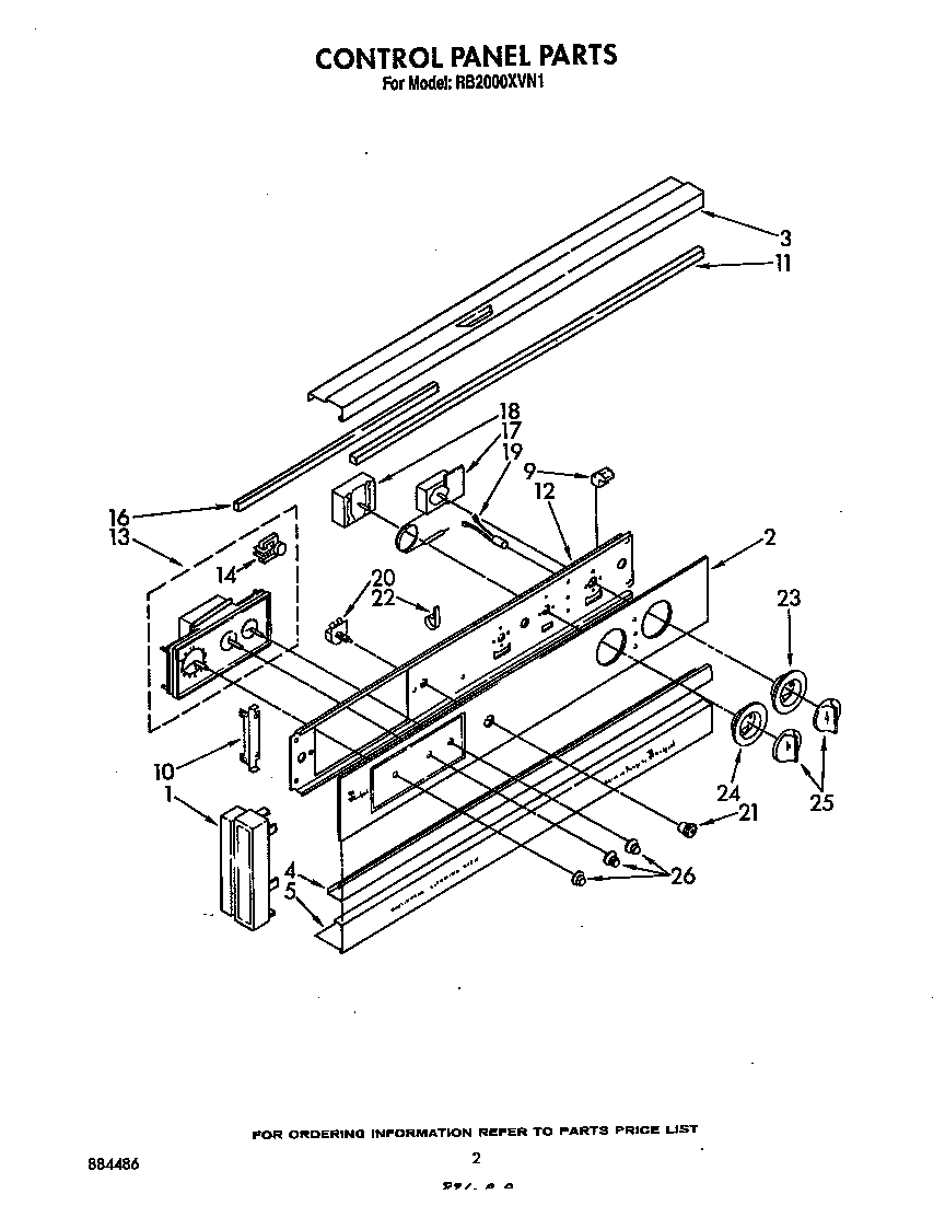 Whirlpool RB2000XVW1 control panel diagram