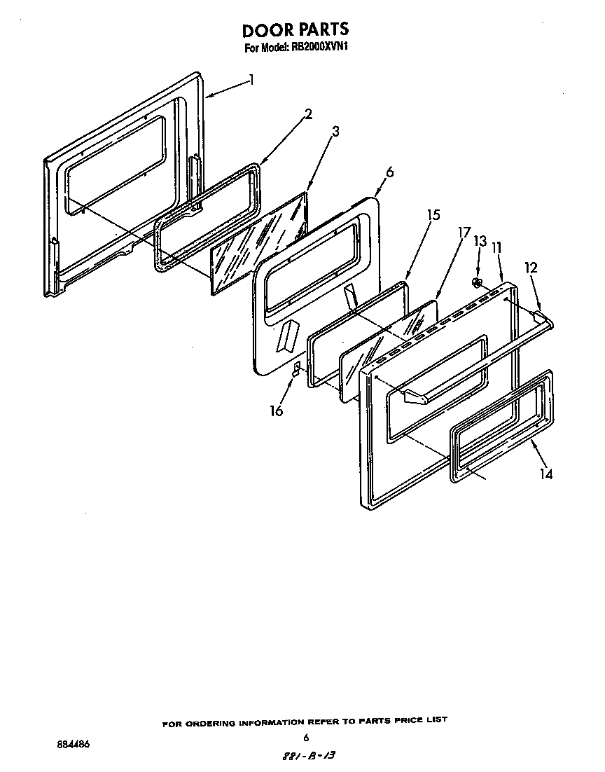 Whirlpool RB2000XVW1 door diagram