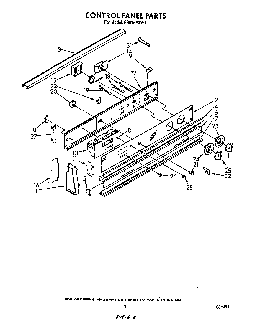 Whirlpool RS676PXV1 control panel diagram
