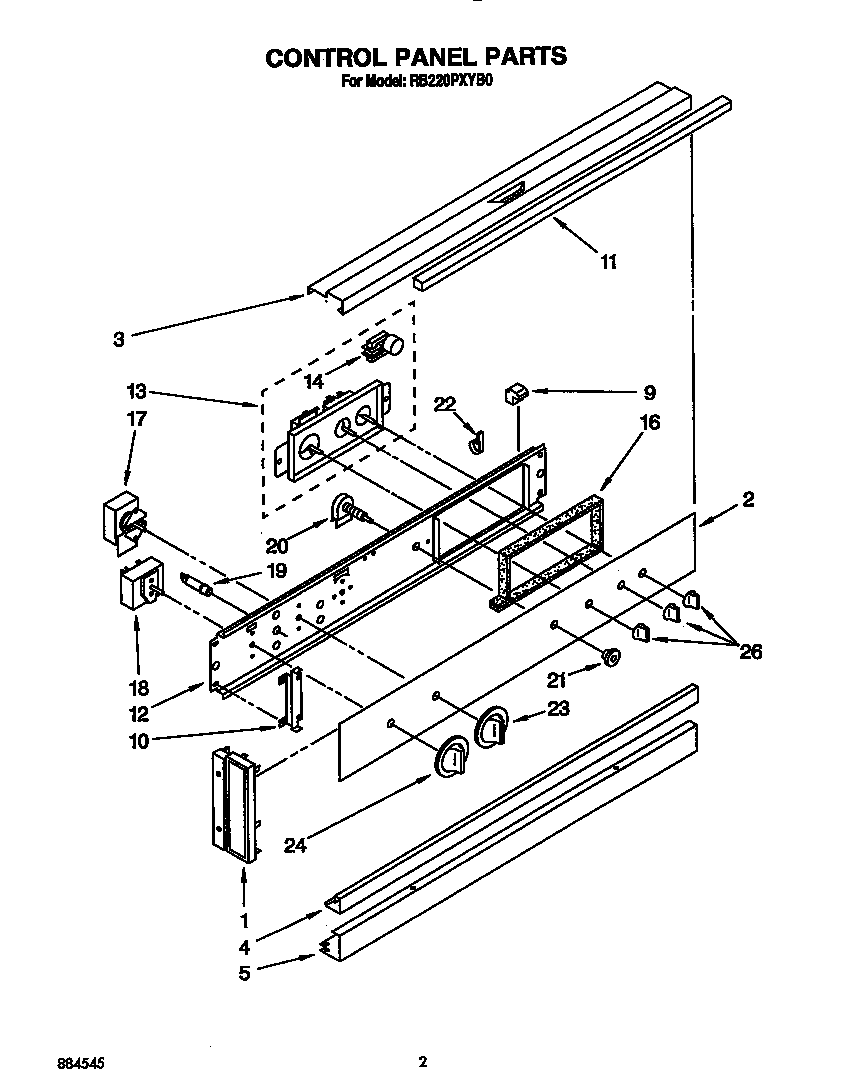 Whirlpool RB220PXYB0 control panel diagram
