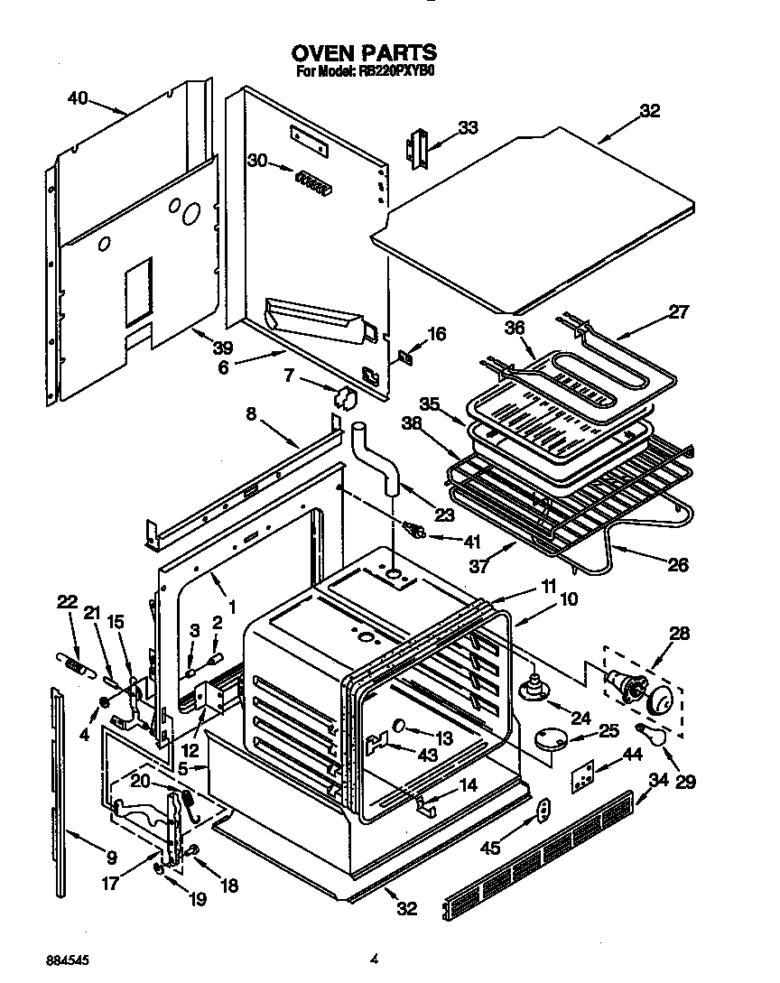 Whirlpool RB220PXYB0 oven diagram