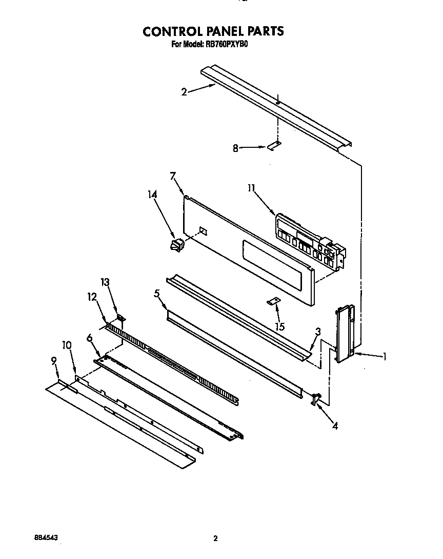 Whirlpool RB760PXYB0 control panel diagram