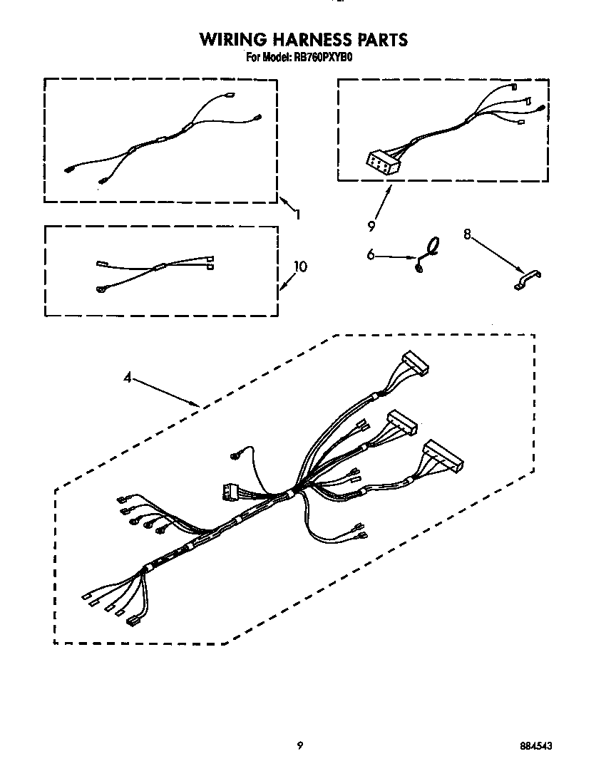 Whirlpool RB760PXYB0 wiring harness diagram