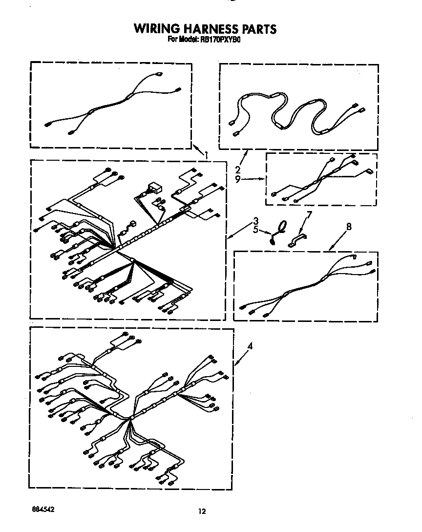 Whirlpool RB170PXYB0 wiring harness diagram