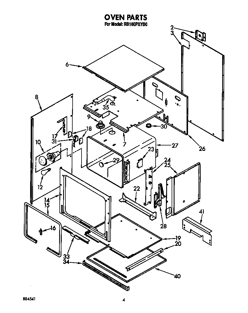 Whirlpool RB160PXYB0 oven diagram