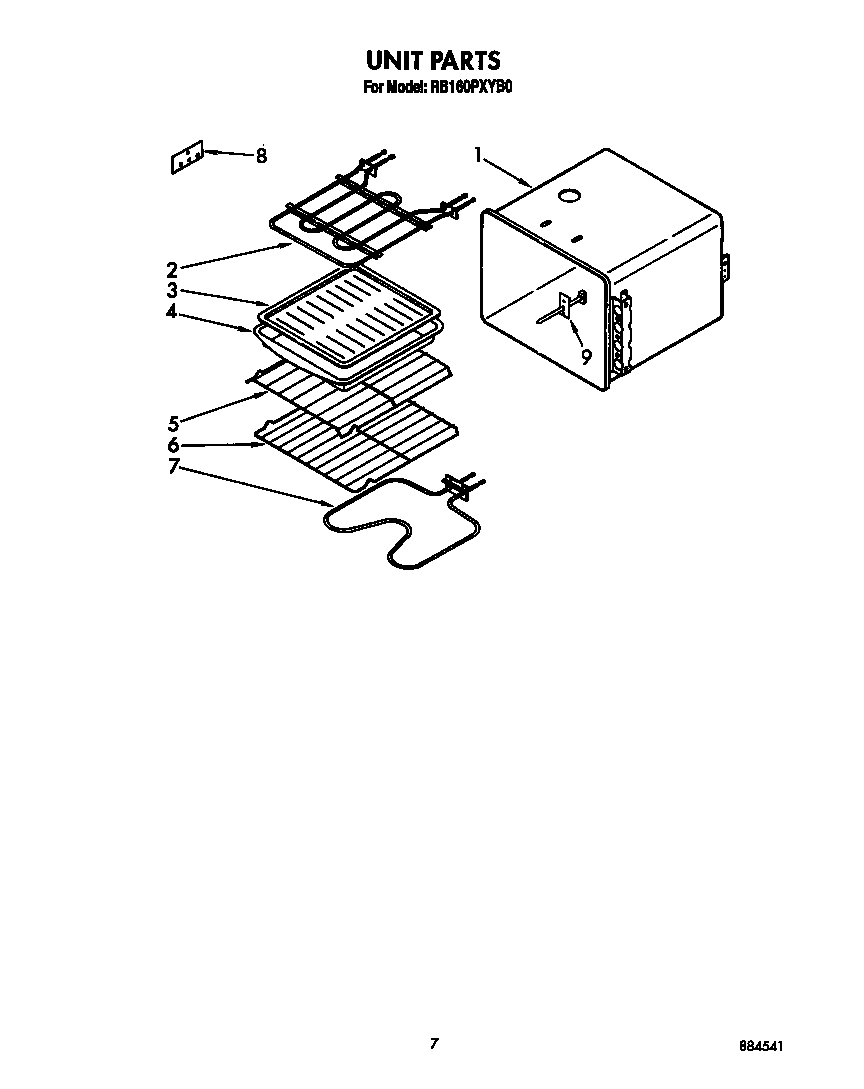 Whirlpool RB160PXYB0 unit diagram