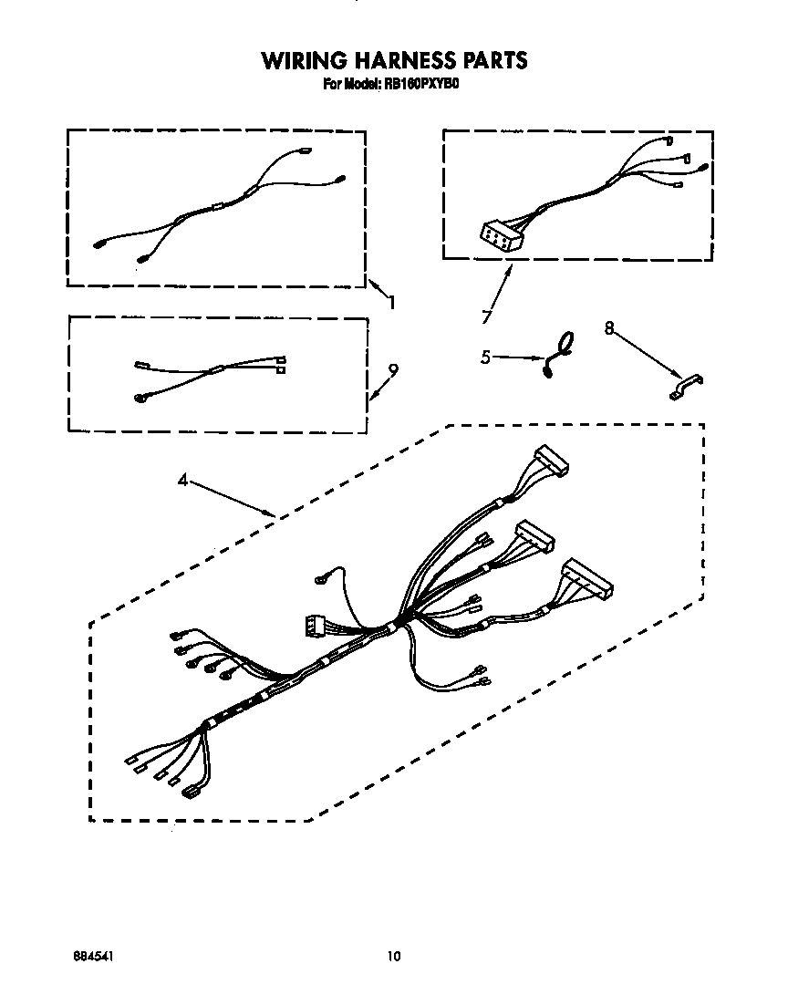 Whirlpool RB160PXYB0 wiring harness diagram