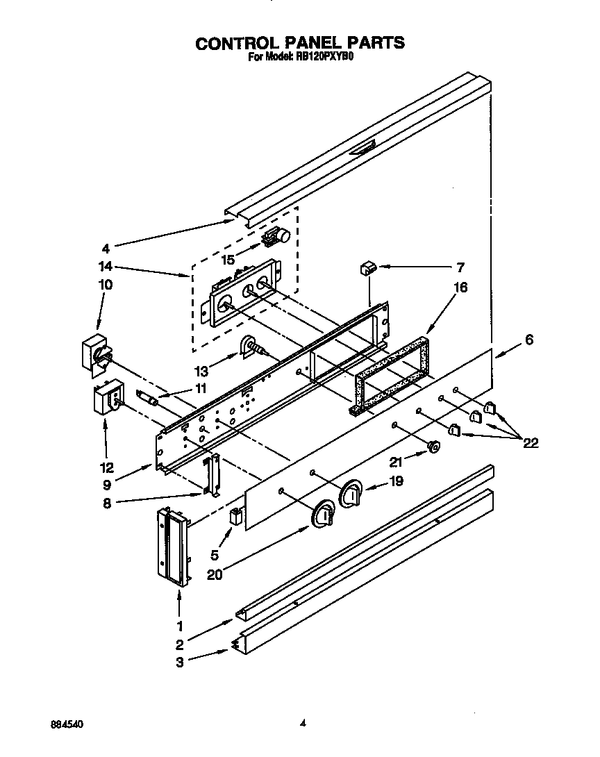 Whirlpool RB120PXYB0 control panel diagram