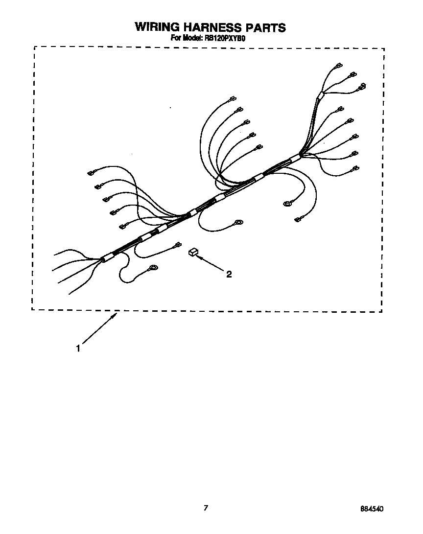 Whirlpool RB120PXYB0 wiring harness diagram