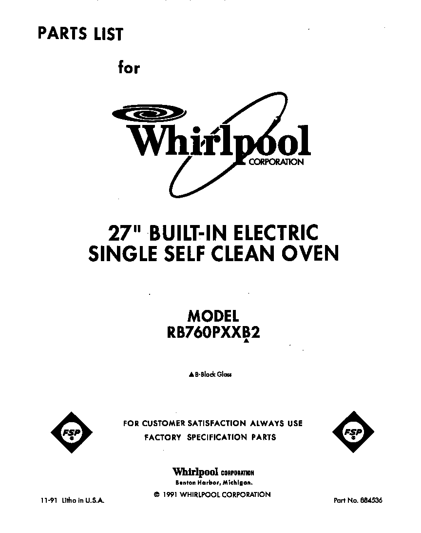 Whirlpool RB760PXXB2 front cover diagram