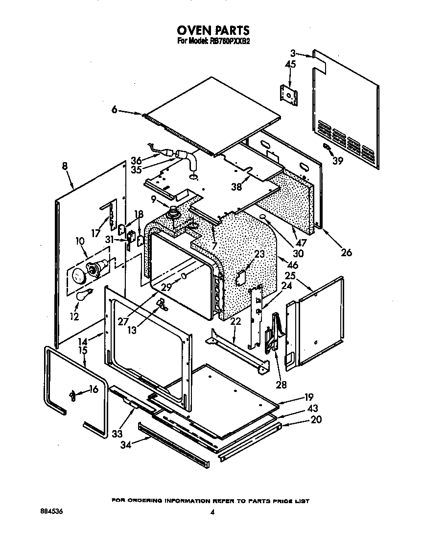 Whirlpool RB760PXXB2 oven diagram