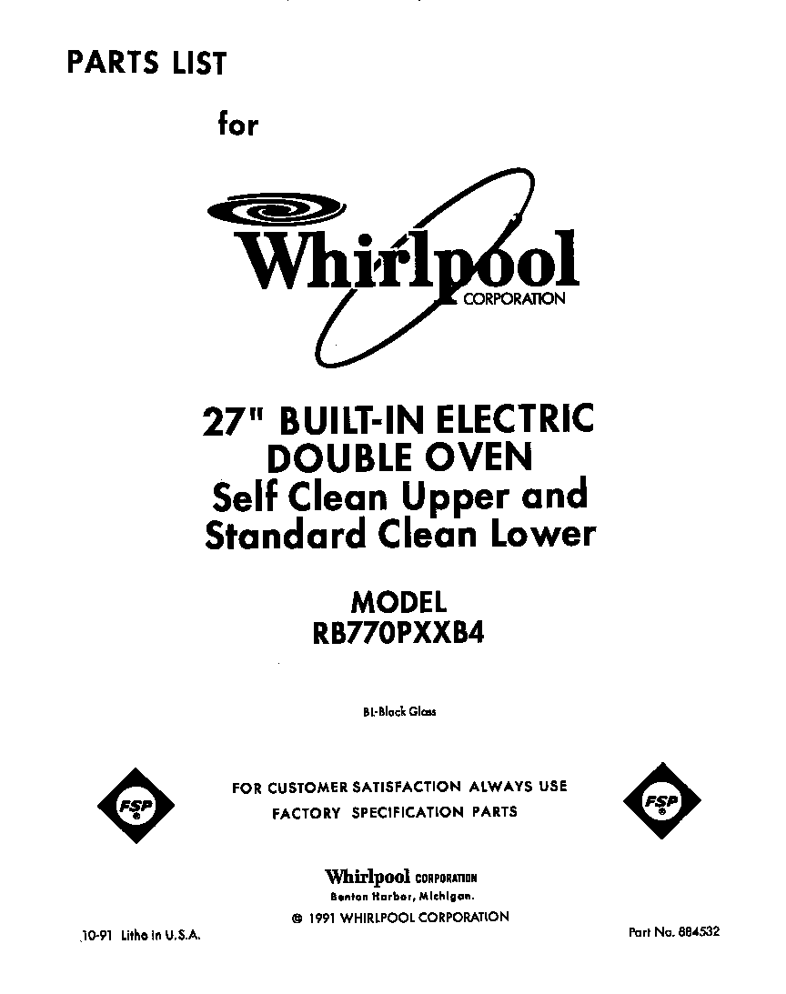 Whirlpool RB770PXXB4 front cover diagram