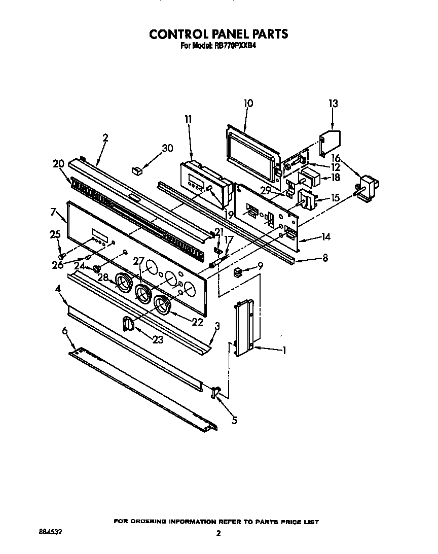 Whirlpool RB770PXXB4 control panel diagram