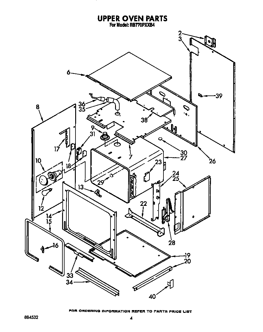Whirlpool RB770PXXB4 upper oven diagram