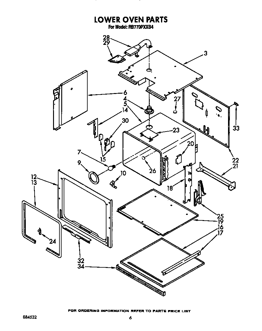 Whirlpool RB770PXXB4 lower oven diagram