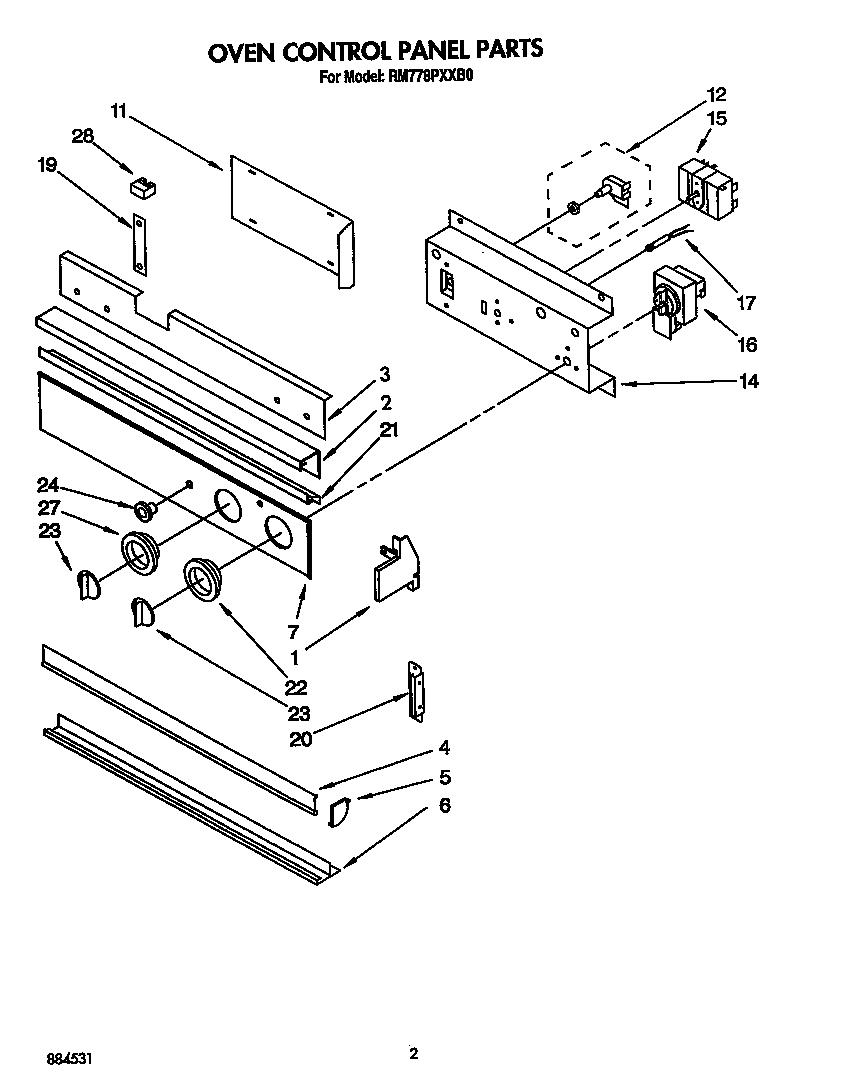 Whirlpool RM778PXXB0 oven control panel diagram
