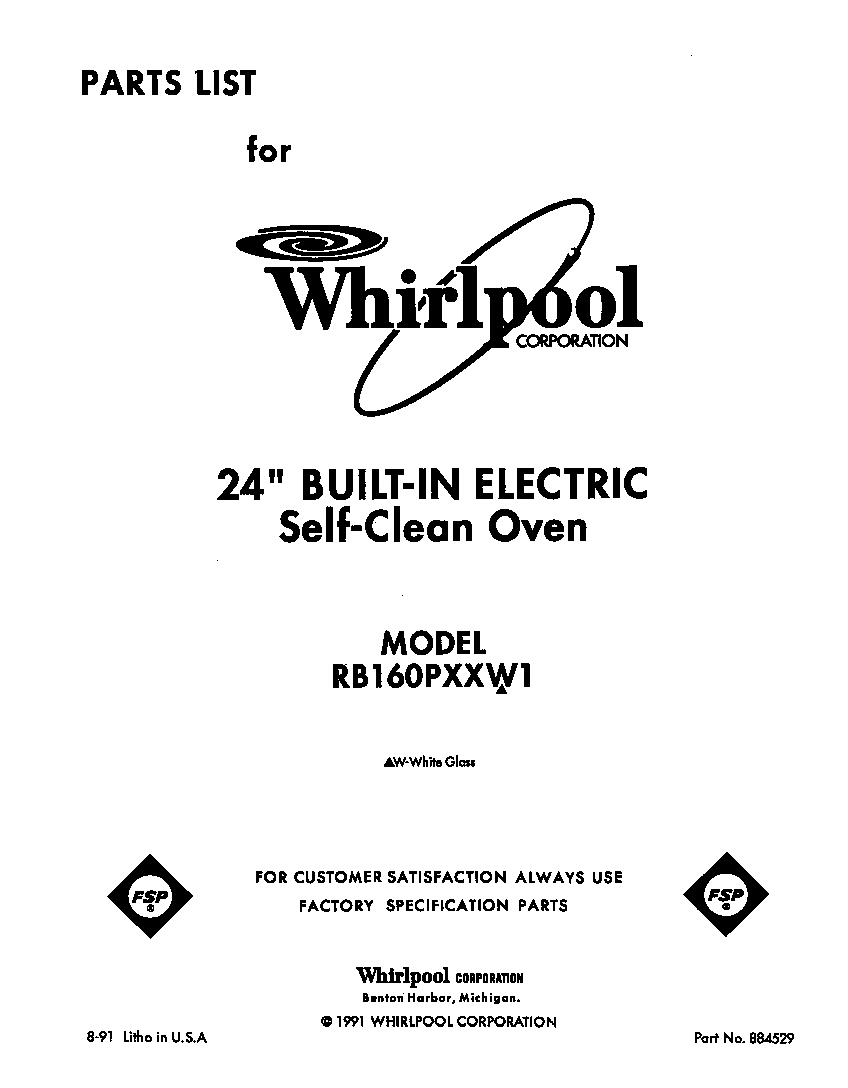 Whirlpool RB160PXXW1 front cover diagram