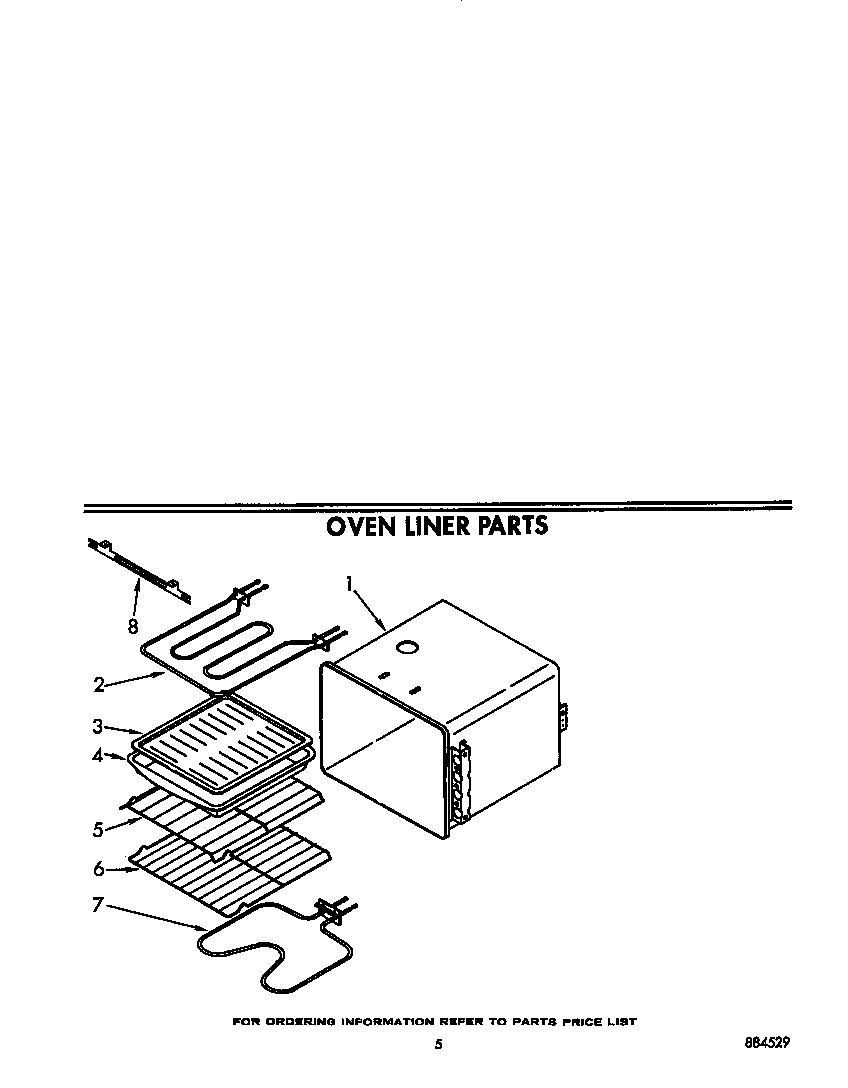 Whirlpool RB160PXXW1 oven liner diagram