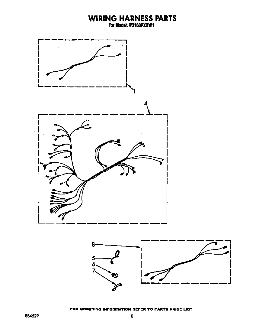 Whirlpool RB160PXXW1 wiring harness diagram
