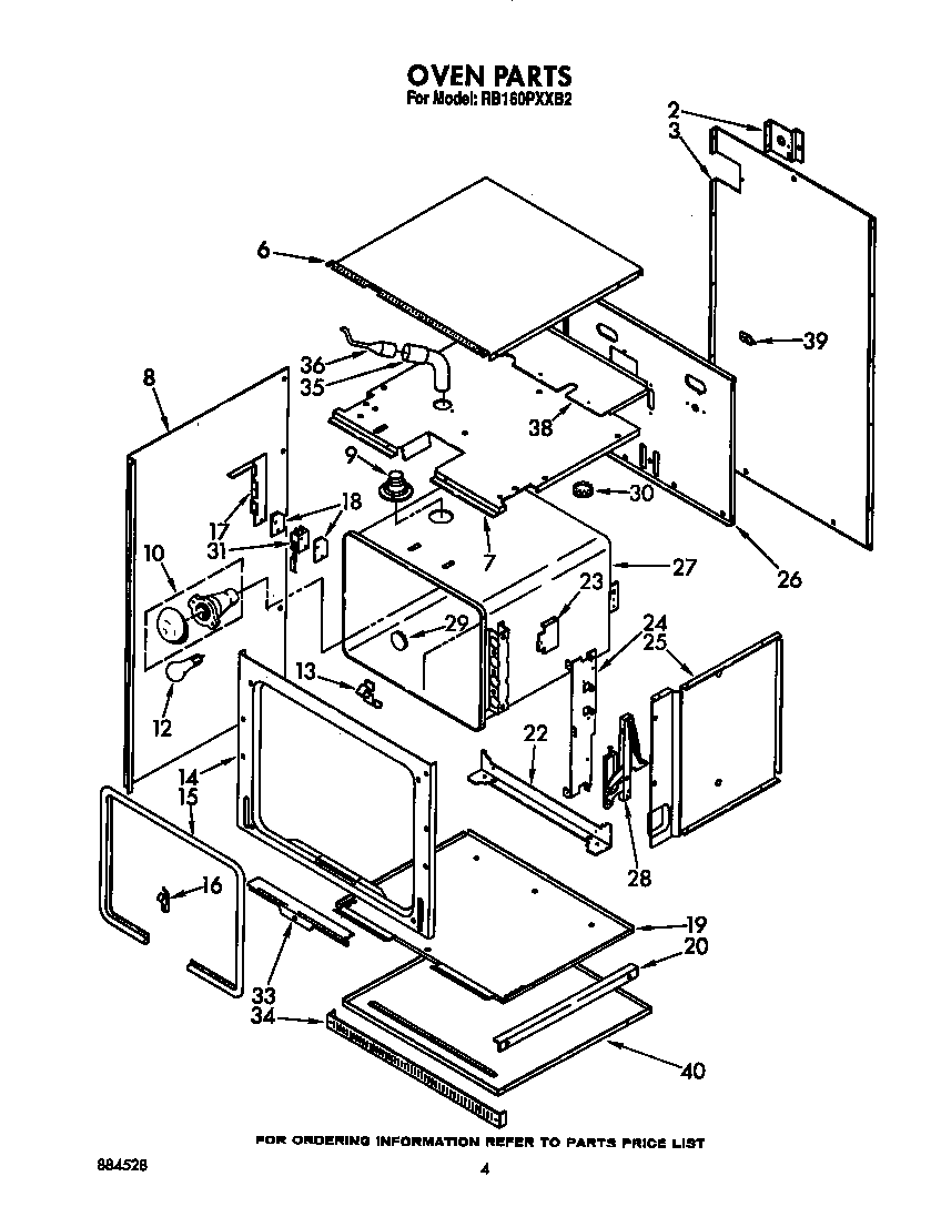 Whirlpool RB160PXXB2 oven diagram
