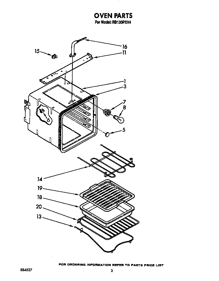 Whirlpool RB130PXV4 oven diagram