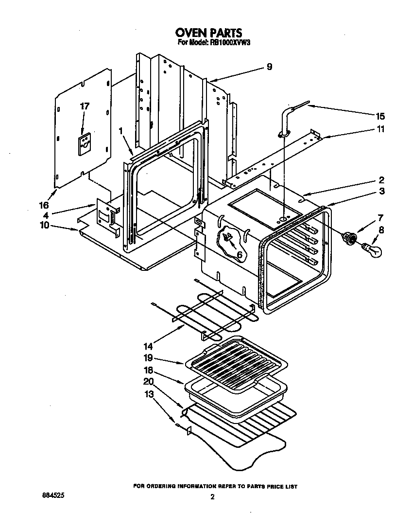Whirlpool RB1000XVW3 oven diagram