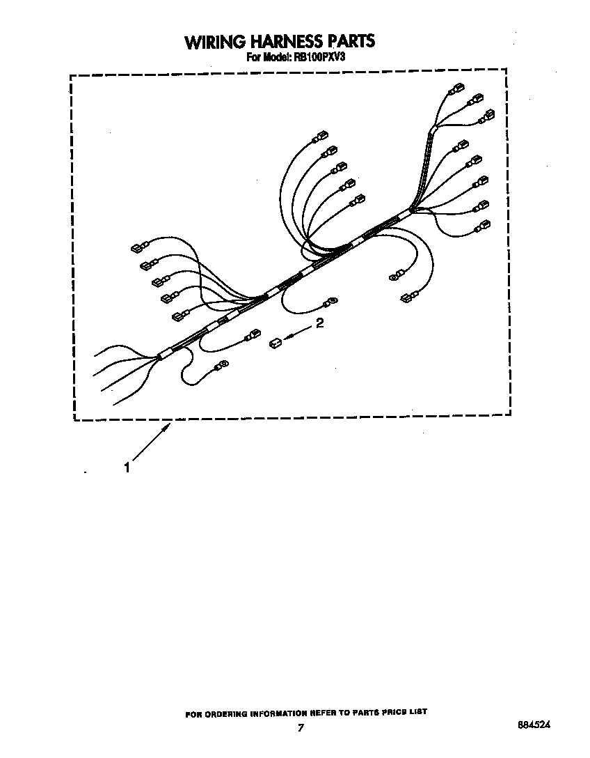 Whirlpool RB100PXV3 wiring harness diagram