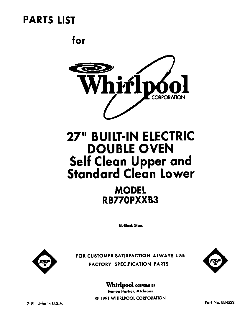 Whirlpool RB770PXXB3 front cover diagram