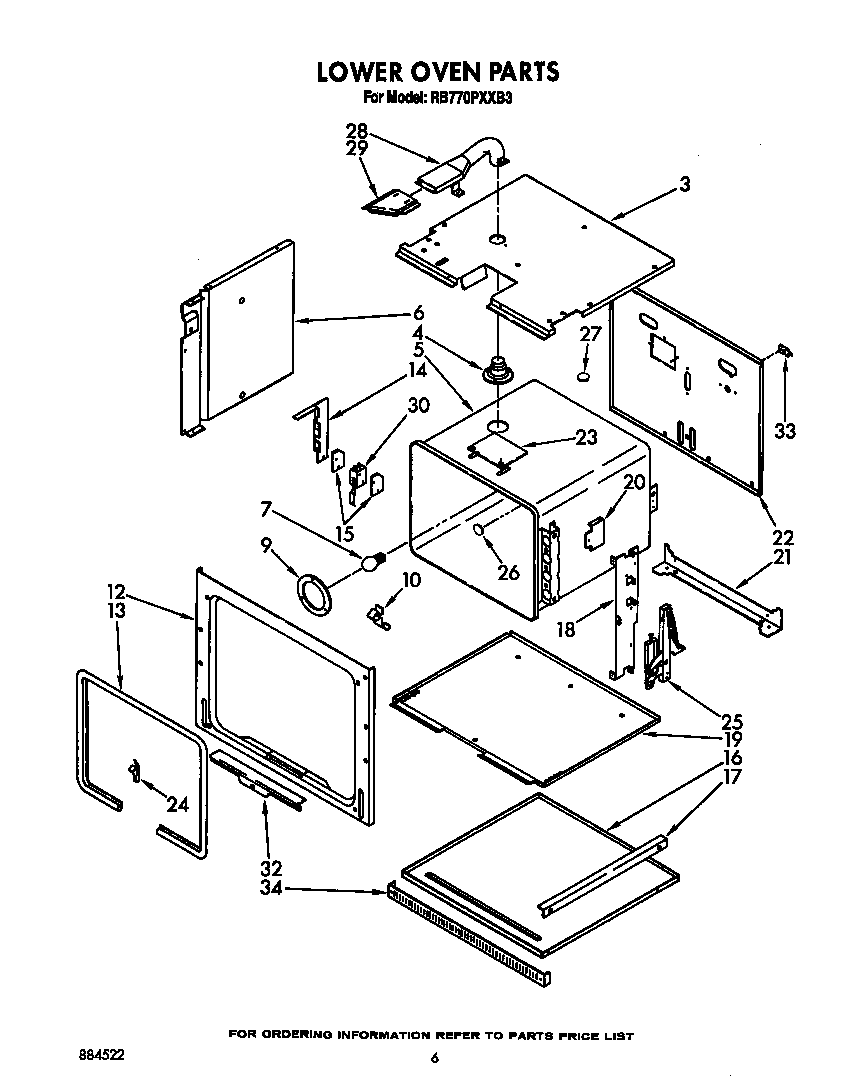Whirlpool RB770PXXB3 lower oven diagram