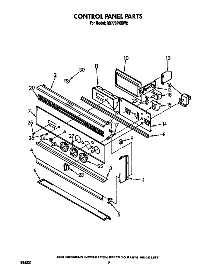 Whirlpool RB770PXXW2 control panel diagram